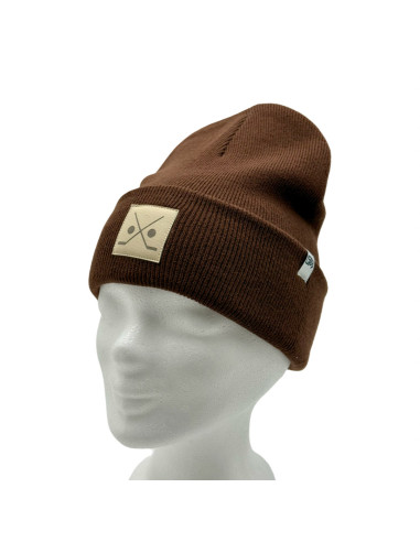 Stick and Puck Beanie Brown
