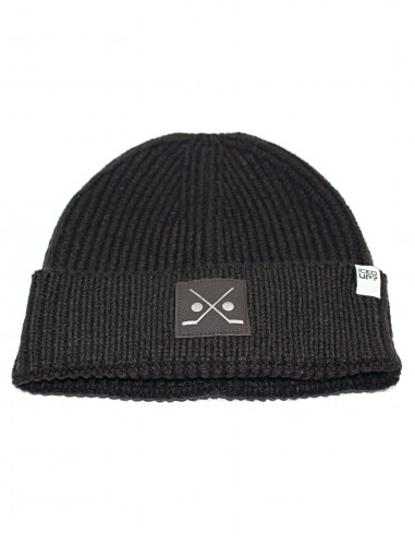 Cross Sticks Knit Beanie Black