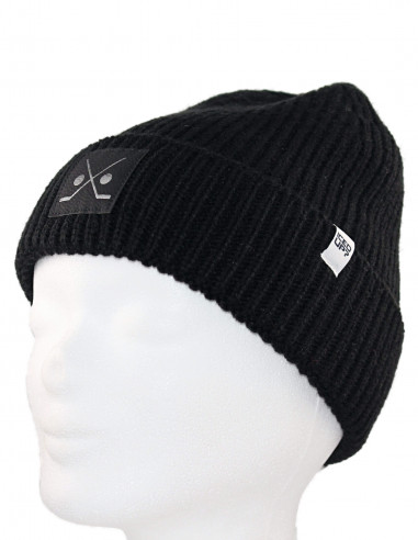 Cross Sticks Knit Beanie Black